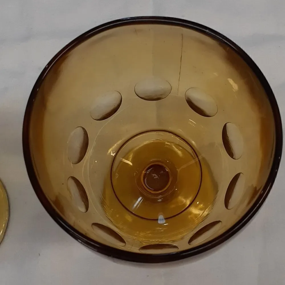 Vintage Bartlett‎ Collins Golden Amber Thumbprint Goblet